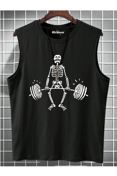 ALCİNOUS Unisex Oversized Cotton Printed Black T-Shirt