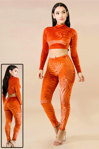 AsrymShop Light velvet tracksuit, sheer, orange