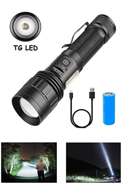 ozbience Yüksek Güçlü 10000 Lümen COB LED Zoomlu Mıknatıslı El Feneri