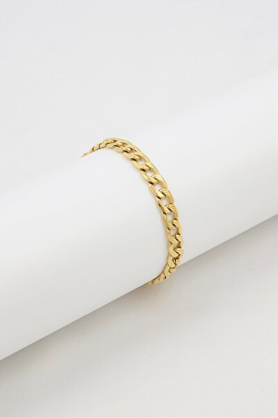 Steeltime Men Gold Plated Accented Cuban Link Chain Bracelet, Gold