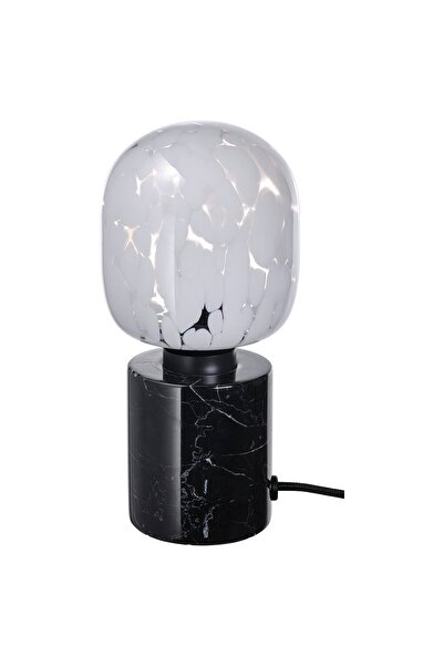 Generic مصباح طاولة مزود بمصباح كهربائي، زجاج أسود رخامي/أبيض أنبوبي/شفاف