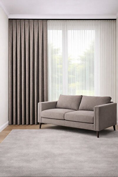 PERDE MERKEZİ French Bej Fon Perde Salon Ve Misafir Odalarına Uygun 1/3 Sık P...