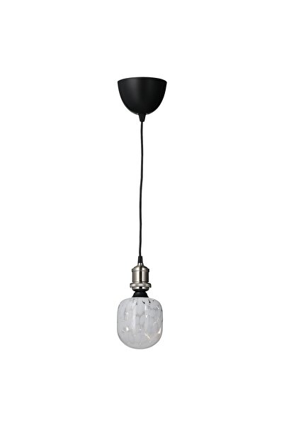 Generic Pendant lamp with light bulb, nickel-plated/tube-shaped white/clear g...