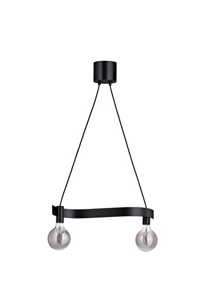 Generic Pendant lamp with light bulb, wave shaped black/globe grey clear glass