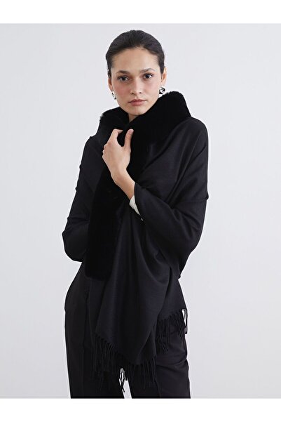 LC Waikiki Women's Shawl with Faux Fur Detail