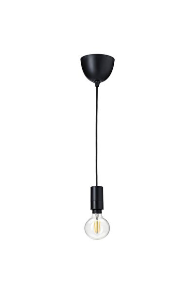 Generic Pendant lamp with light bulb, black/smart warm white