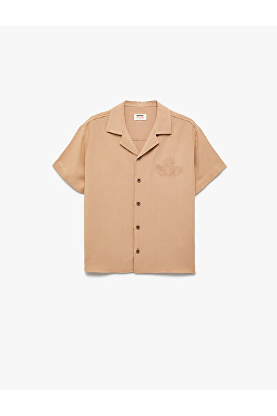 Koton Buttoned Embroidery Detailed Short Sleeve Shirt