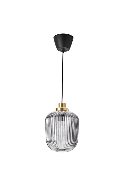 Generic مصباح معلق، نحاس/زجاج رمادي شفاف، 22 سم