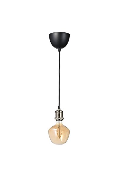 Generic Pendant lamp with light bulb, nickel-plated/bell-shaped brown clear g...