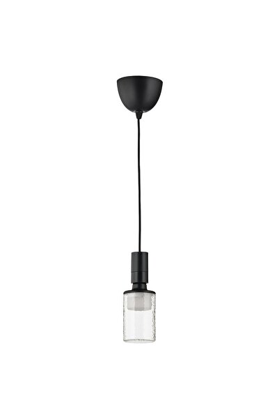 Generic Pendant lamp with light bulb, white textile/tube-shaped patterned