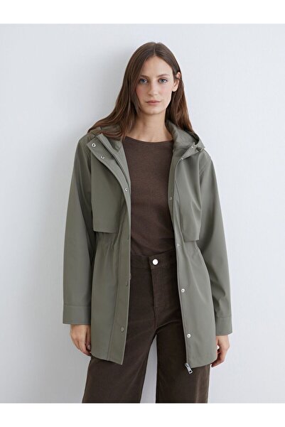 LC Waikiki Hooded Women's Leather-Look Raincoat