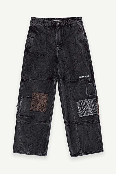 LES BENJAMINS Carpet Patch Baggy Jeans Men's Denim Trousers