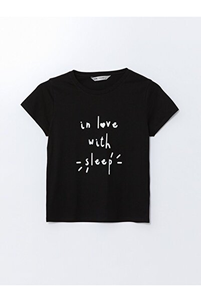 LC Waikiki طاقم الرقبة المطبوعة بيجامة أعلى المرأة