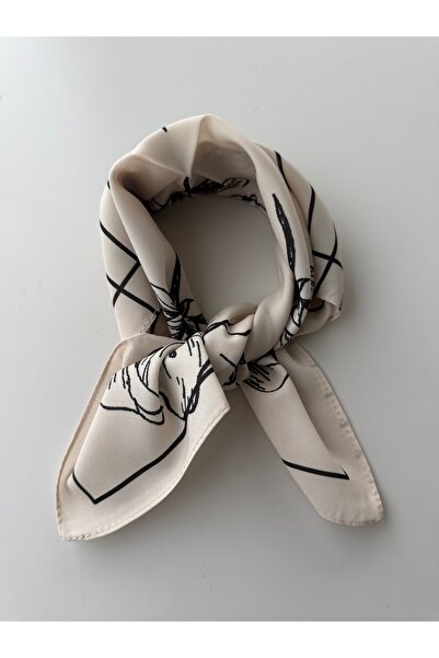 who knows ¿ Black Cream Patterned Scarf Bandana Women's Clothing Accessory