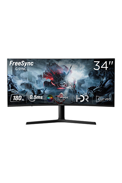 Rampage Cyclops CY34R180 34" 180Hz 0.5ms Fast VA HDR Freesync Pivot RGB Curve...
