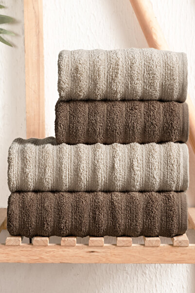 DNZGÜLCAN طقم مناشف حمام بابل مكون من 4 قطع، 100% قطن، طقم حمام فاخر (2 قطعة ...