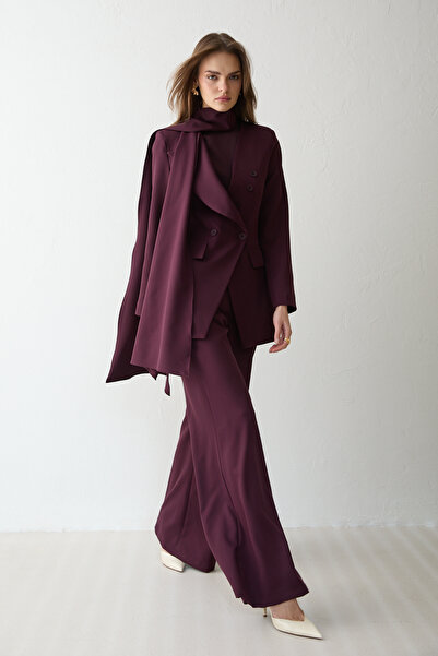 Melike Tatar Scarf Detailed Jacket Set 32-2662