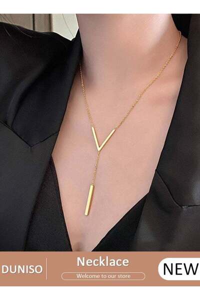 DOMEET V-Shaped Pendant Necklace For Women and Girls Trendy Fashion Accessori...