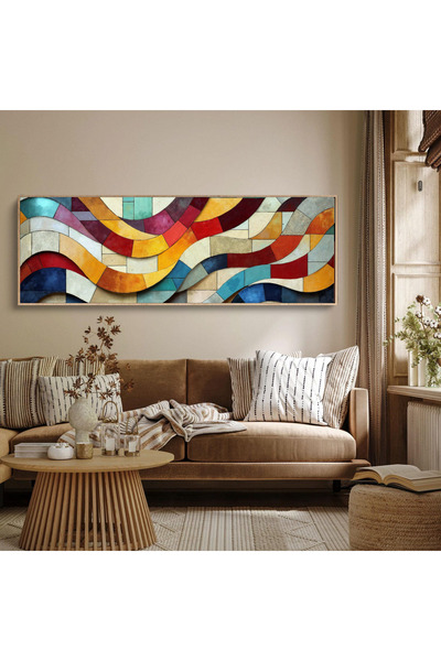 woodhomeworks Tek Parça Gerçek Ahşap Yatay Panorama Çerçeveli Tablo