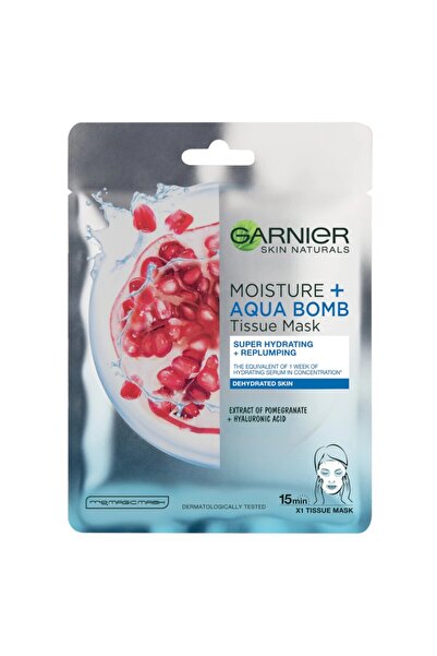 Garnier Set of 3 Skin Naturals Moisture Aqua Bomb Sheet Mask, with Pomegranat...