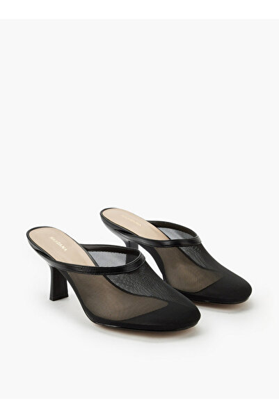 Haadana WOMENS FASHIONABLE MULE HEELED SHOES WITH MESH DETAILING