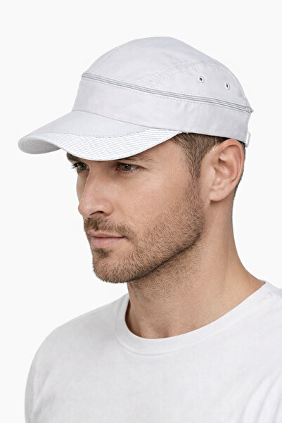 ZERAMİNE White Micro Fabric Visor Hat with Zipper Unisex – Lightweight Sports...