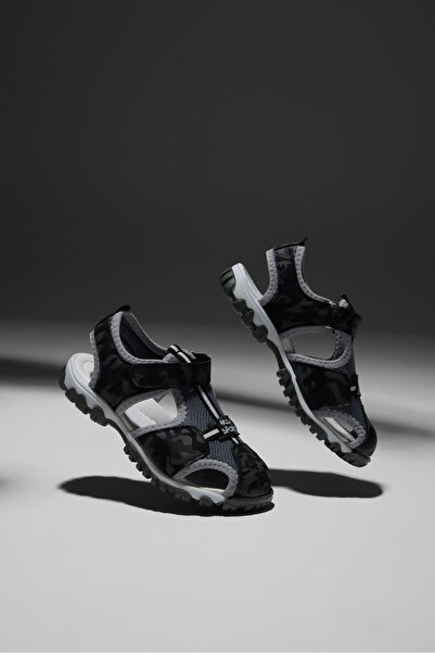 Tonny Black Sandale confortabile pentru copii, unisex, negre, camuflaj, cu ve...