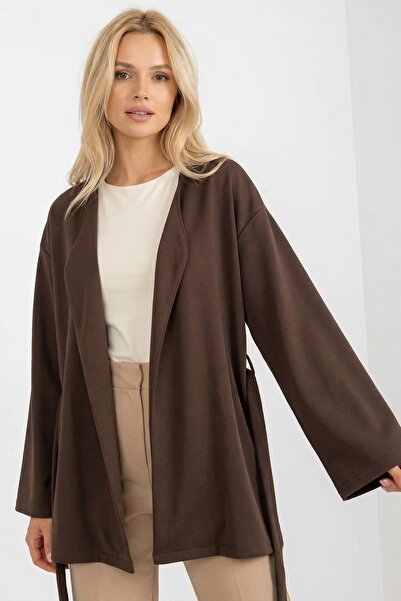 Rays 3068A Belted Wide Sleeve Kimono Brown