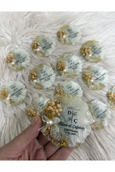 SHOOP Kişiye özel şekilde hazırlanmış yuvarlak epoksi nişan hediyeliği 25 adet