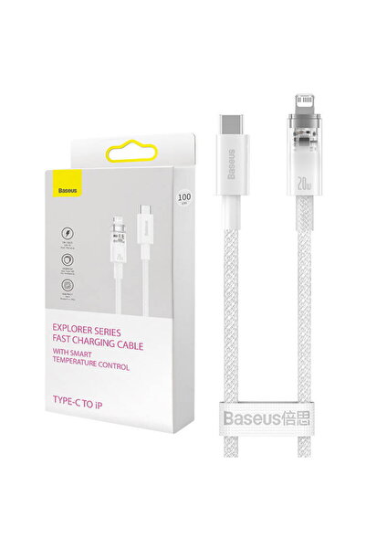 Baseus Cablu de încărcare rapidă USB-C la Lightning seria Explorer 1m, 20W (alb)