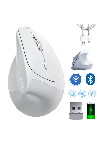 Qova Mouse ergonomic wireless vertical, QOVA®, Bluetooth 5.0 și conexiune USB...