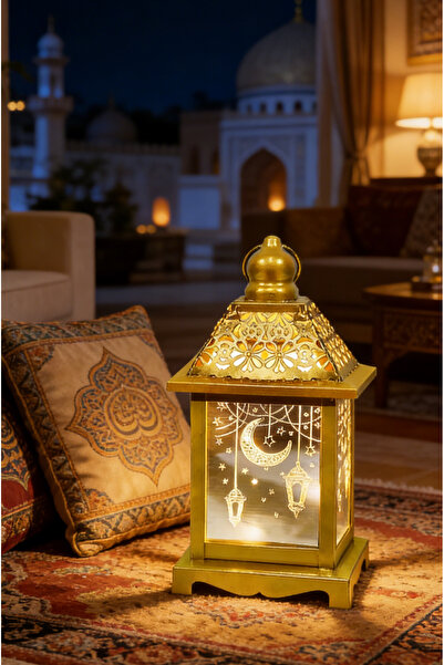 Yoawllty Ramadan Lights, 8in Large Ramadan Lantern with LED Candle, Warm Whit...