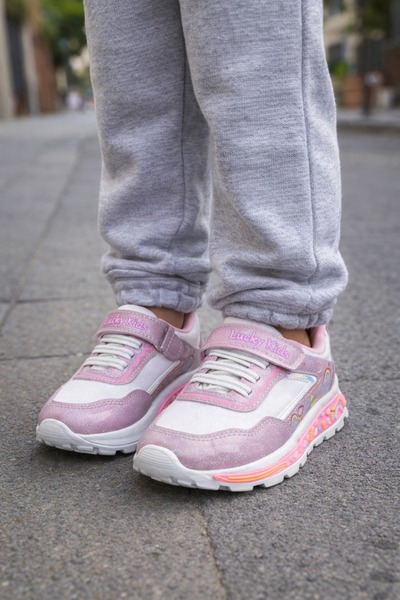 minibonito Girl's Patterned Glittery Casual Sneaker Shoes