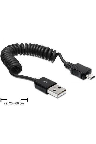 DELOCK Cablu spiralat USB 2.0-A tata la USB micro-B tata