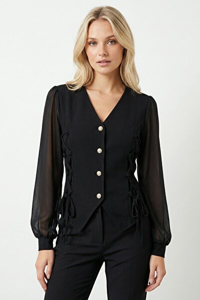 Rays 2843 Bluză cu legături laterale Negru