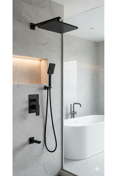 FAWER Faucet & Shower FAWER SİYAH ANKASTRE DUŞ SETİ 3 YÖNLÜ SOFT TOUCH - FULL...