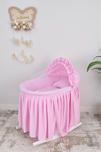 WASL ALKHAIR مهد مواليد أنيق للأطفال من سلة موسى مصنوع من حديد قوي وقماش بلون...