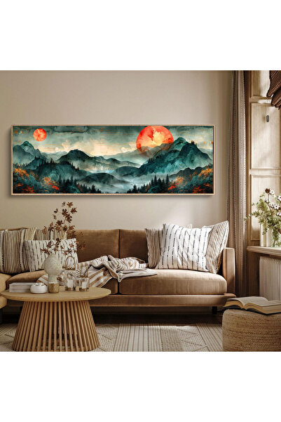 woodhomeworks Tek Parça Gerçek Ahşap Yatay Panorama Çerçeveli Tablo