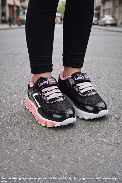 minibonito Girl's Patterned Glittery Casual Sneaker Shoes