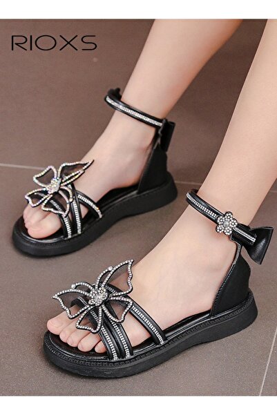 RIOXS Little Girls Sandals, Summer Open Toe Ankle Strap Sandals with Bow Deco...