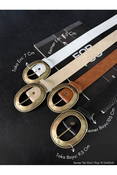 Fiori Women's Faux Leather Oval Buckle Belt, Jacket Belt, Shirt Belt, Dress Belt