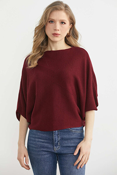 Sementa سترة تريكو بياقة كاياك - أحمر كلاريت