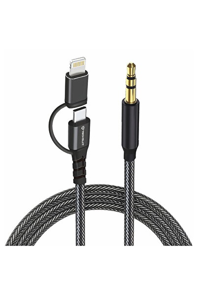 Techsuit Adaptor 3in1, Jack, iPhone, Hi-Fi, 1m - EchoSnap (AC15) - Black