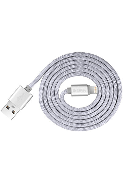 Devia Cablu Fashion MFI Lightning Silver (licenta Apple, 1.2m, impletitura te...