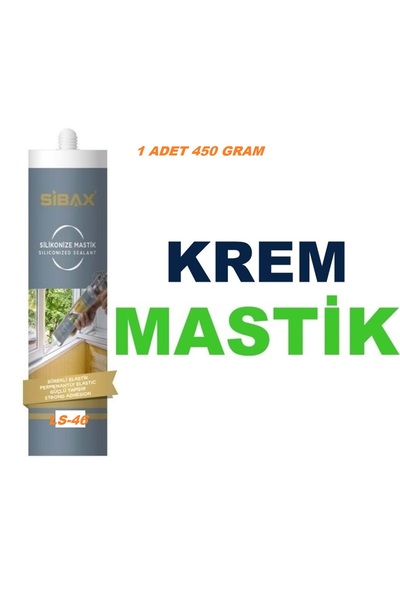 Sibax SİLİKONİZE MASTİK KREM RENK GÜÇLÜ YAPIŞIR ELASTİK 450 GR 1 ADET