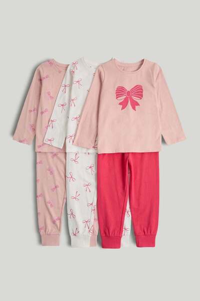 MOTHERCARE طقم بيجامات مزينة بفيونكات، 3 قطع