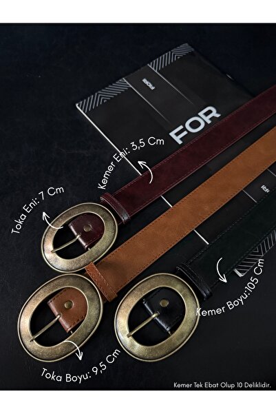 Fiori Women's Faux Leather Oval Buckle Belt, Jacket Belt, Shirt Belt, Dress Belt