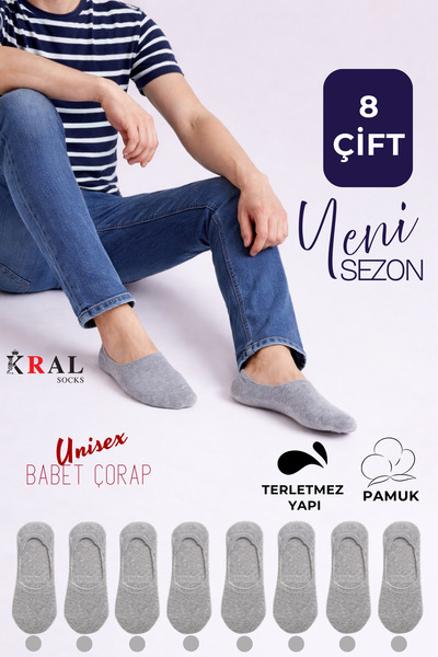 KRAL SOCKS Women's - Men's Plain Pattern (Pack of 8) Cotton Anti-Sweat Baller...