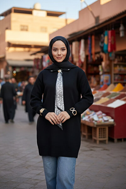 azragül giyim Polo Collar Scarf Hijab Knitwear Tunic