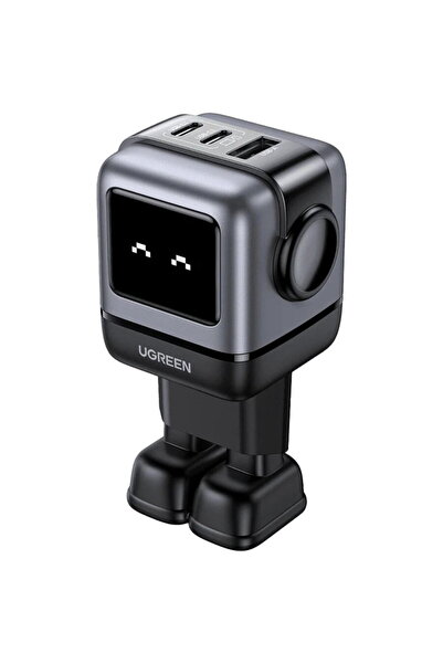 Ugreen Incarcator retea Uno 65W, GaN Fast Charging, 2x USB-C, 1x USB-A, Negru